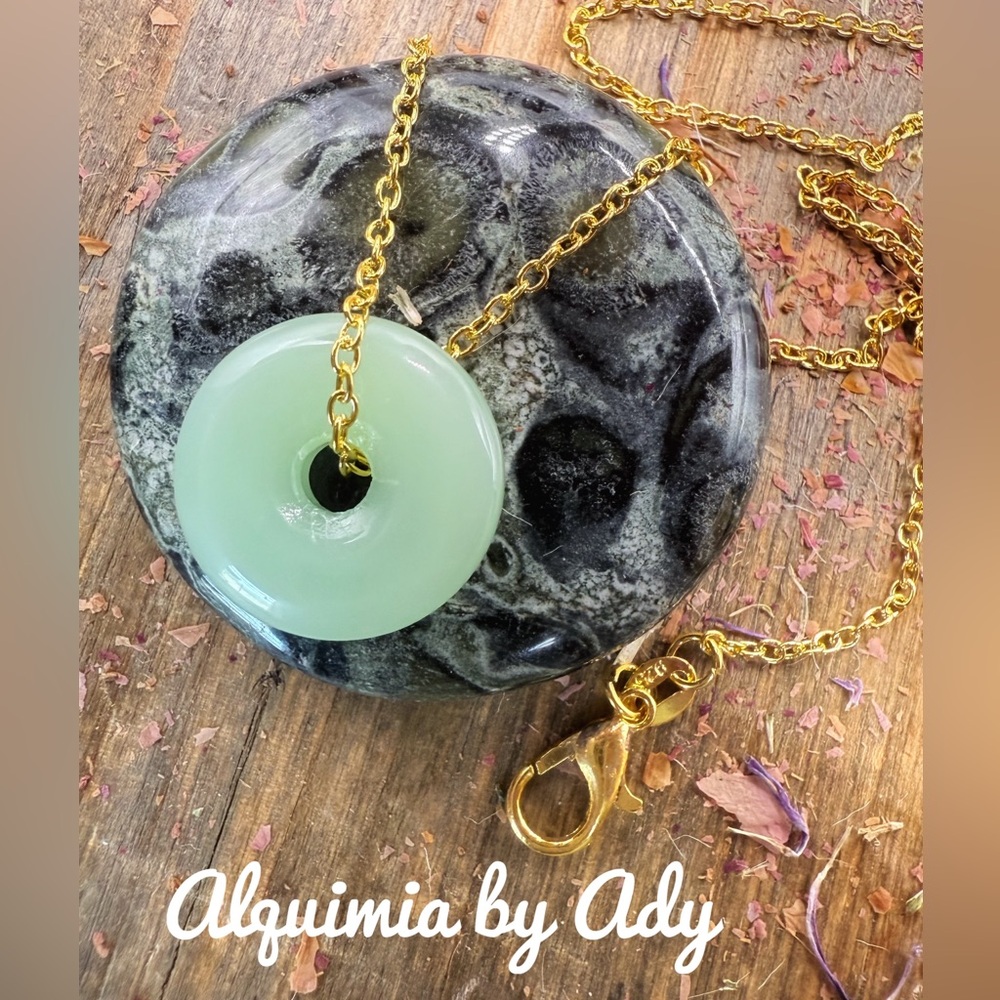 Minimalist imperial jade charm necklace + GEOMETRIC + For light layers